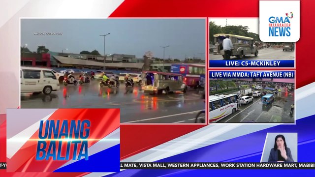 Mga commuter, nahirapang sumakay dahil sa pabugso-bugsong ulan ngayong umaga | Unang Balita
