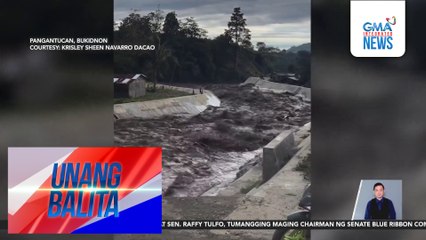Ilog sa Brgy. Poblacion, tumaas at rumagasa dahil sa baha mula sa katabing barangay; ilang bahay na dinaanan, nasira | Unang Balita