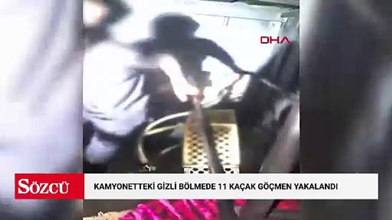 Kamyonetteki gizli bölmede 11 kaçak göçmen yakalandı