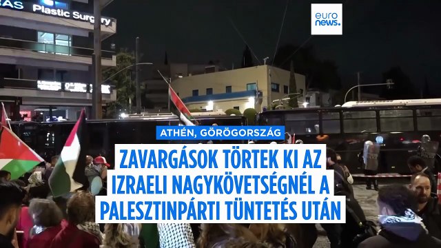 Zavargások Izrael athéni nagykövetsége előtt, a palesztin civilekért tartott tüntetés után