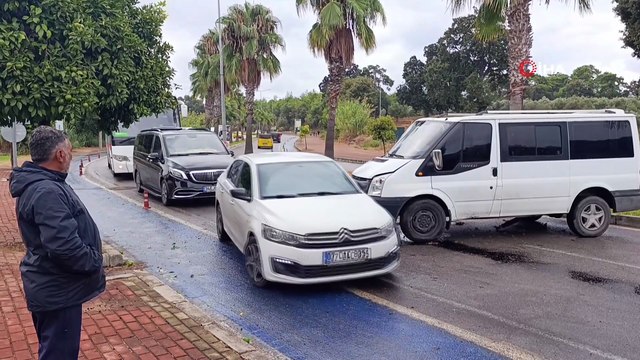 Kontrolden çıkan kamyonet palmiye ağacına çarptı: Kaza anı kamerada