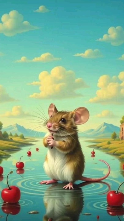mouse is praying to get umbrella
