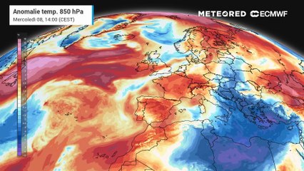 Mappa relativa alle anomalie di temperature in Europa