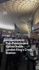 Pro-Palestinians Gather Inside London King’s Cross Station