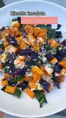 Insalata tiepida di patate dolci, cavolo nero e semi tostati