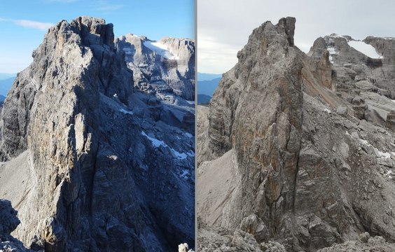 Cima Falkner, circa 100mila metri cubi di roccia instabile