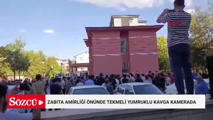 Zabıta amirliği önünde tekmeli yumruklu kavga kamerada