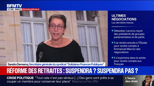 Suspension de la réforme des retraites: On est assez étonné de ce revirement , assure Sandra Demarcq, secrétaire générale Solidaires Finances Publiques
