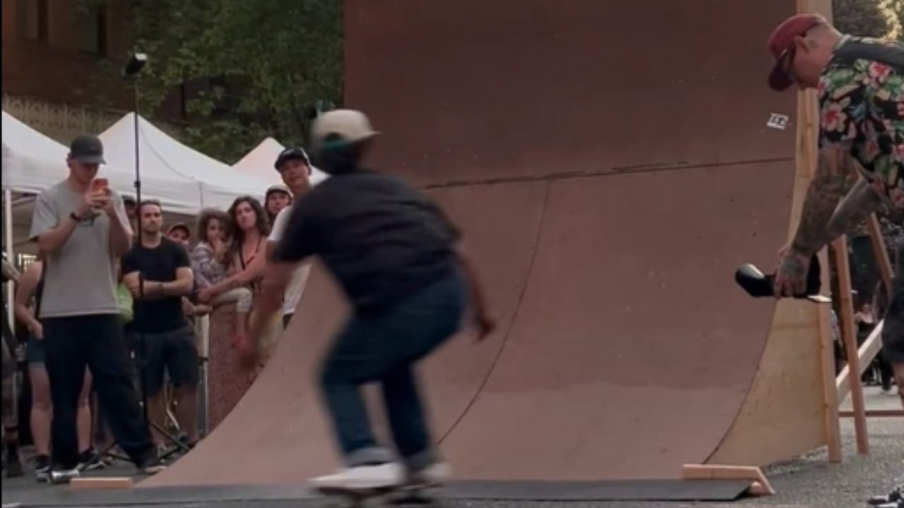 Skateboarding stunt turns painful as man crashes hard after almost nailing the trick