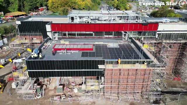 Fresh aerial footage over the new Health Innovation Dudley building, being built on Castle Hill, Dudley.