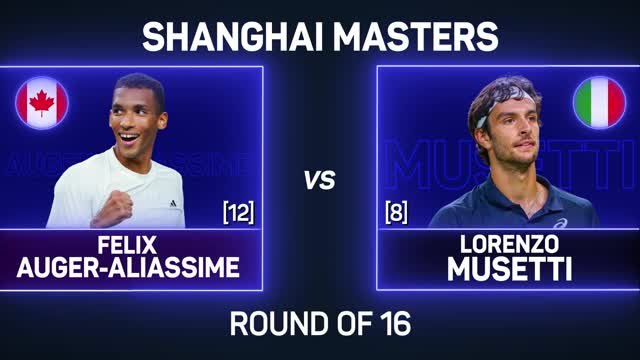 Auger-Aliassime stuns Musetti to reach Shanghai Masters quarters
