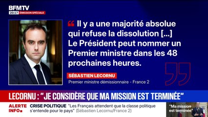 Pour Sébastien Lecornu, "il y a une majorité absolue qui refuse la dissolution", la situation permet donc au Président de nommer "un Premier ministre dans les 48 heures"