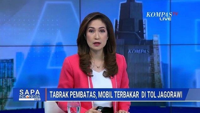 Mobil Tabrak Pembatas Jalan dan Terbakar di Tol Jagorawi, 1 Orang Terluka | SAPA PAGI