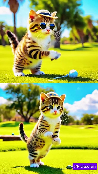 Cute kids cats are playing with full attention