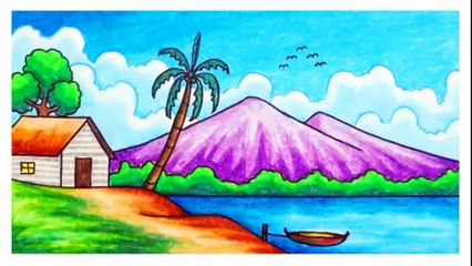 Drawing & Coloring Seaside House Scenery