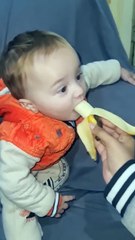 cute baby eating his favorite fruit #banana #baby#video#shorts
