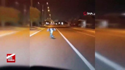 Afyonkarahisar'da motosikleti üzerine yatarak kullandı, ölüme davetiye çıkardı