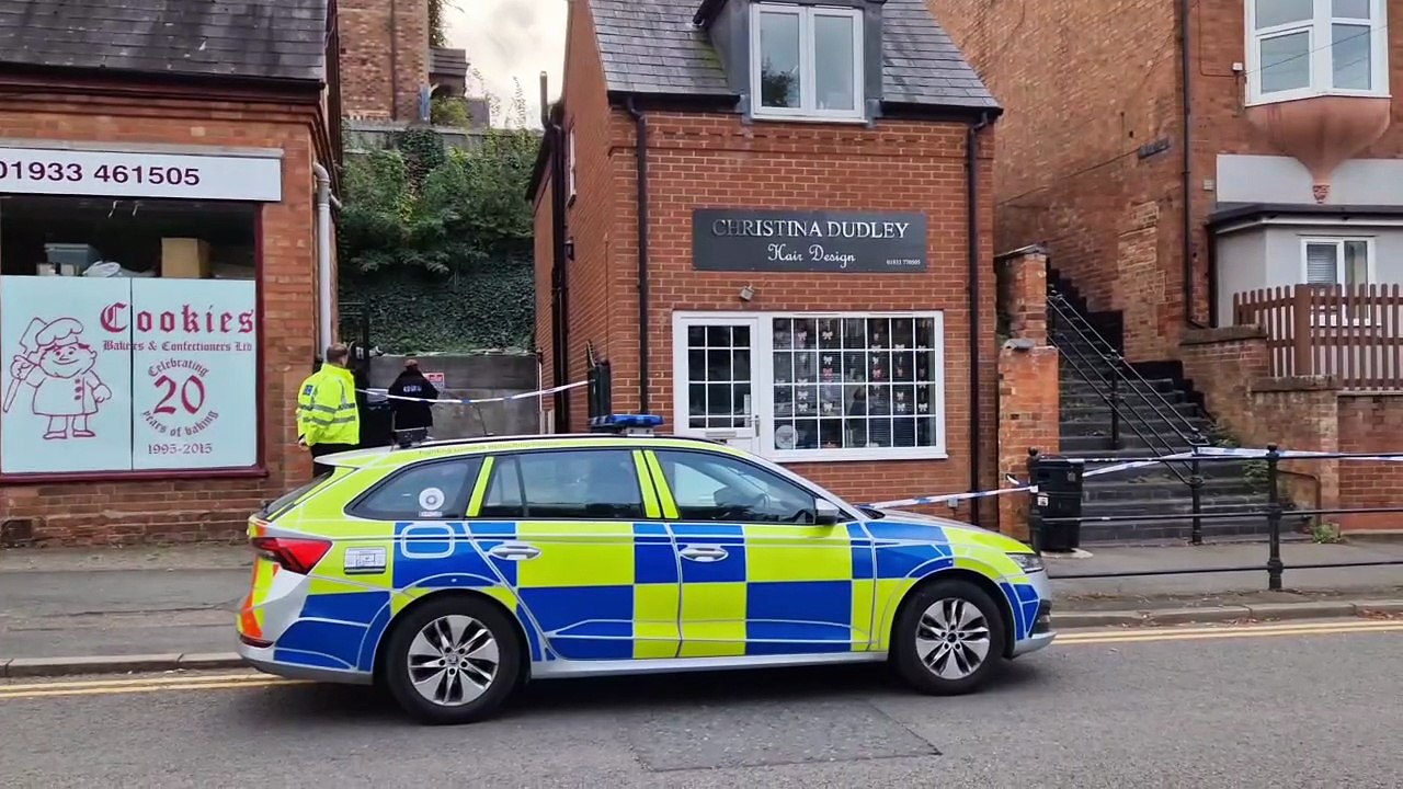 Police at cordoned off area in Raunds town centre