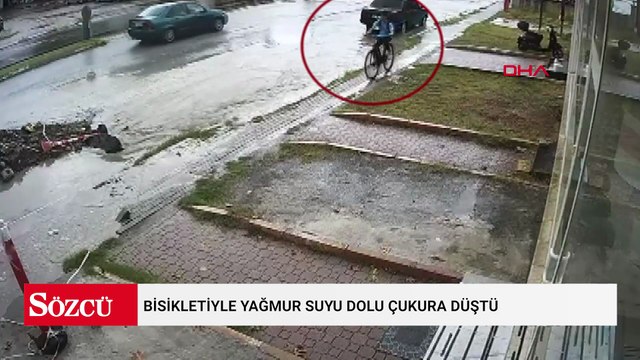 Lise öğrencisi, bisikletiyle yağmur suyu dolu çukura düştü