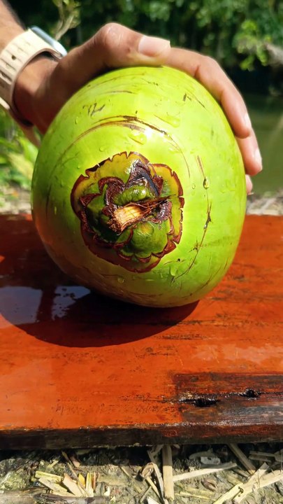 "Master the Art: Stunning Green Coconut Cutting Skills You Must See! 🍈"