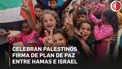 Palestinos celebran la firma del plan de paz entre Hamas e Israel