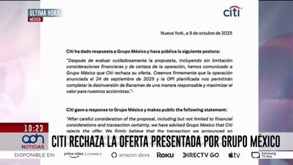 🚨¡Última Hora! Citi da portazo a Grupo México: rechaza su propuesta para adquirir Banamex