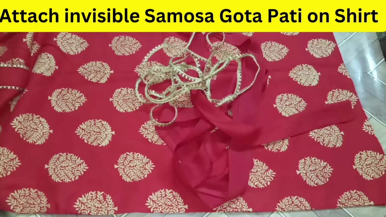 Attach Gota Patti Piping Underground on Chaak Daman of Kurti | Invisible Gota Patti lace in kurti |