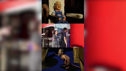 Milei como perro a los pies de Trump y Netanyahu como Chucky | Intervención de un artista en el Museo de Cera de Madrid
