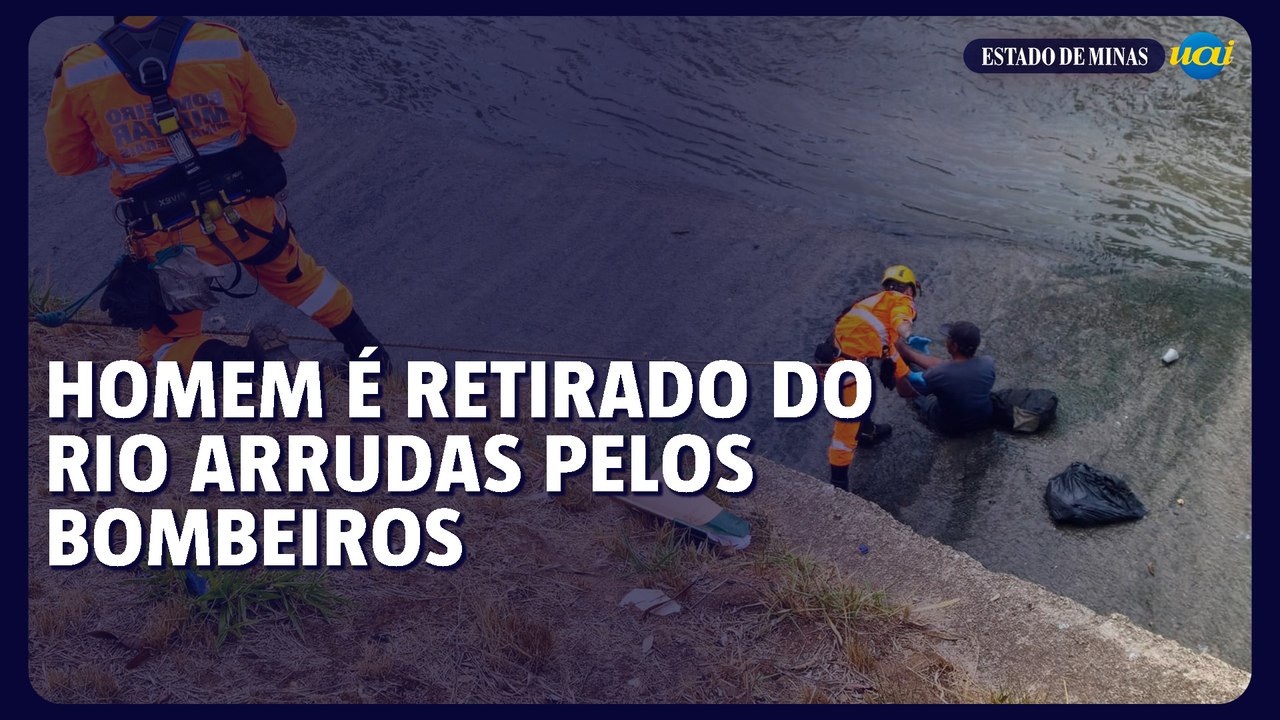 Homem é retirado do Rio Arrudas pelos bombeiros