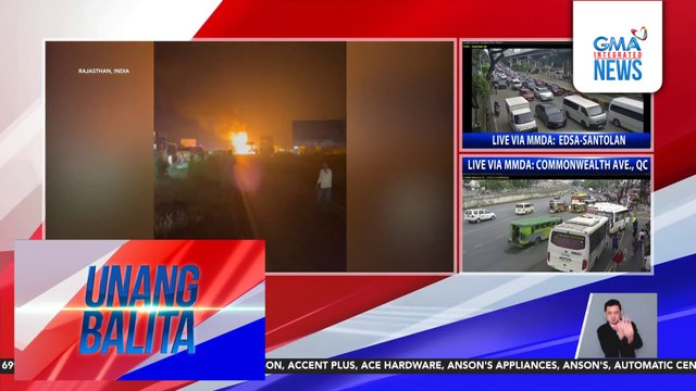 Sunod-sunod na pagsabog, umalingawngaw matapos maaksidente ang isang truck na may kargang LPG tanks | Unang Balita