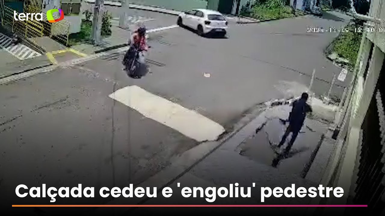 Homem é 'engolido' por buraco enquanto caminhava em calçada em Manaus