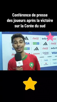 conférence des lions de l'Atlas après la victoire sur la Corée après la qualification en quart de finale