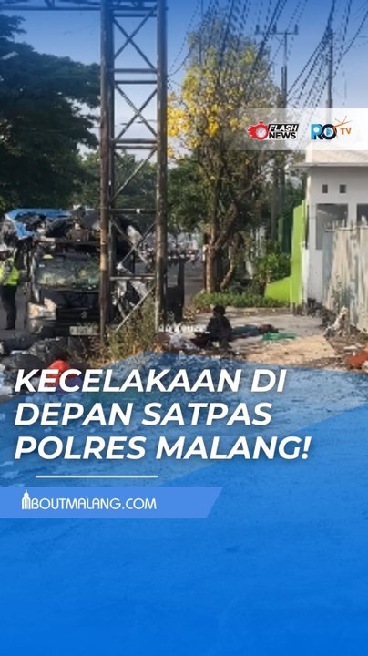 TRUK SAMPAH TABRAK TIANG DI DEPAN SATPAS POLRES MALANG