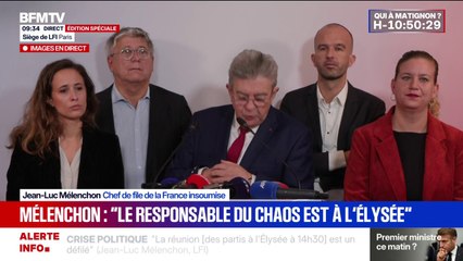 "Un quatrième Premier ministre n'aura pas davantage de majorité pour voter un budget politiquement cohérent", souligne Jean-Luc Mélenchon