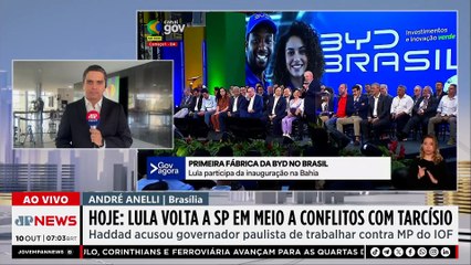 Lula volta a São Paulo em meio a conflitos com Tarcísio