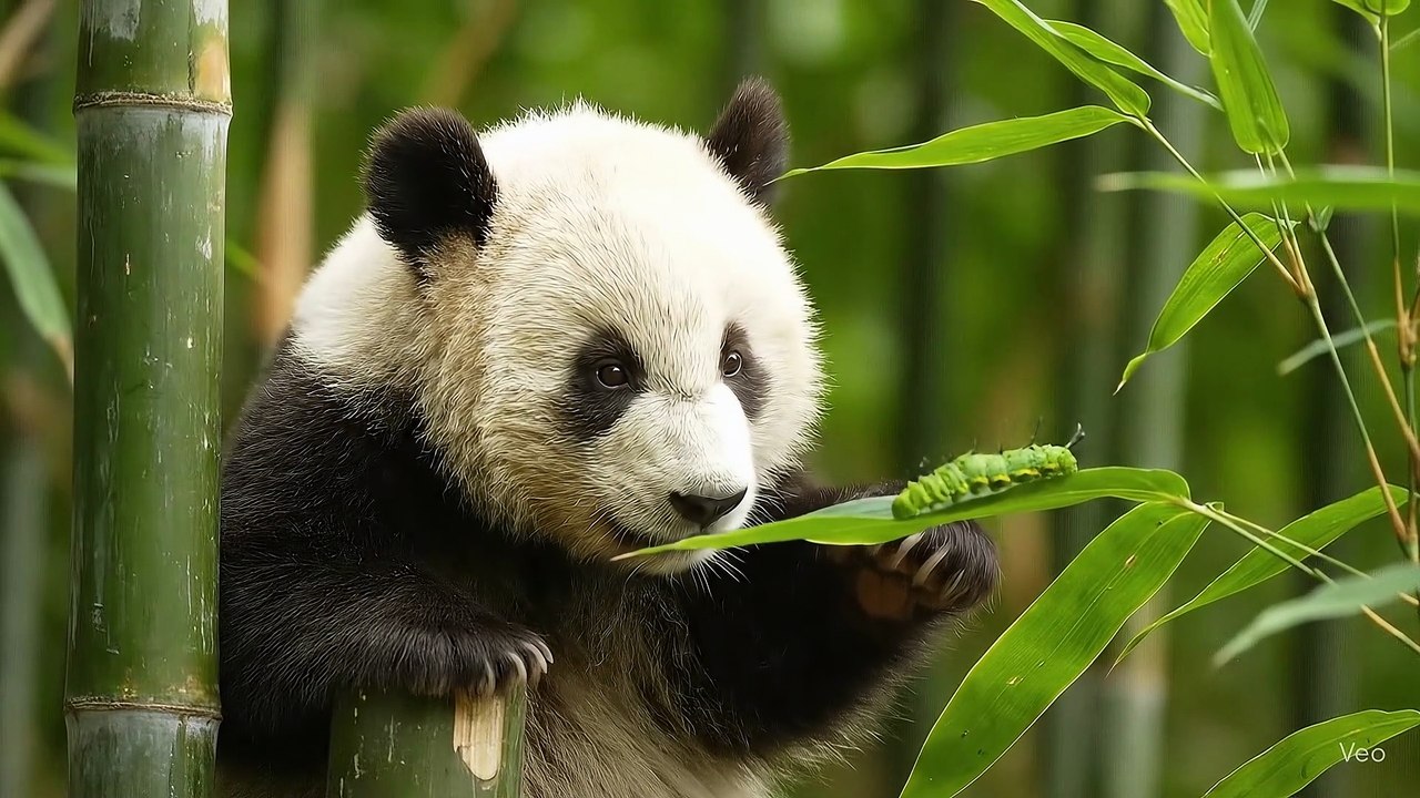 Adorable Panda Plays with Colorful Caterpillars | Cute Animal Moments 🐼💚
