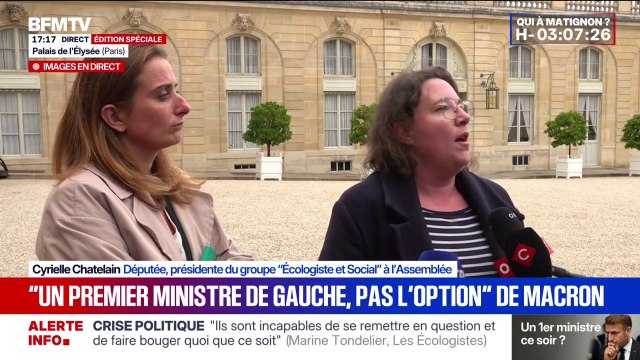 Réunion à l'Élysée: Il a été assez clair qu'il n'y aurait pas de gouvernement avec de la droite et de la gauche dedans , explique Marine Tondelier (Les Écologistes)