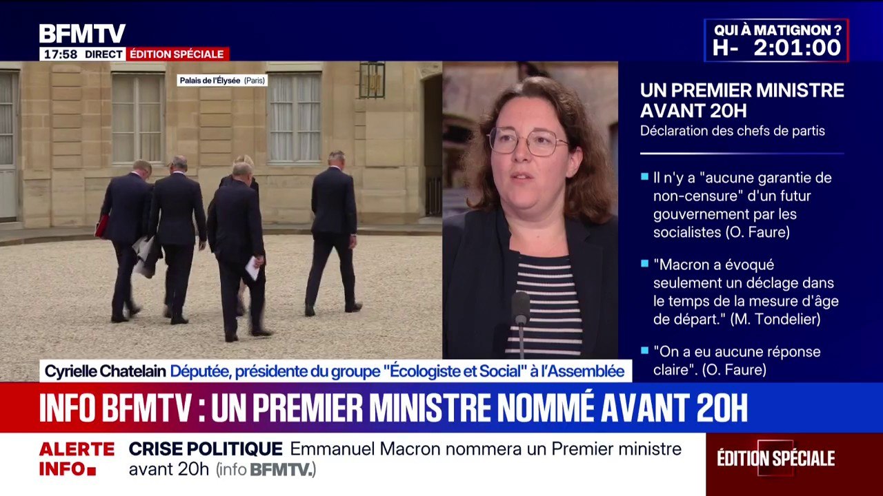 Réunion à l'Élysée: Cyrielle Chatelain (Écologiste et Social) confie "être très inquiète" et "voit une certaine obstination" du chef de l'État