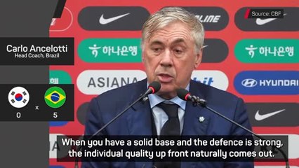 Ancelotti praises forwards as Brazil hit South Korea for five
