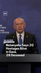 Netanyahu Says 20 Hostages Alive in Gaza, 28 Deceased