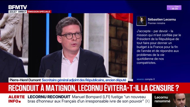Sébastien Lecornu reconduit : Cette nomination a pris tout le monde de court , constate Pierre-Henri Dumont, secrétaire général adjoint des Républicains