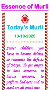 🇲🇰 Essence of Murli 13 October 2025 English in Male Voice| #brahmakumaris #madhuban #shantivan