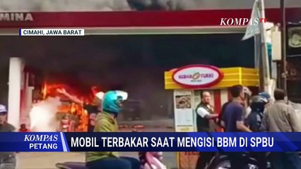 Panik! Kebakaran Mobil di SPBU Cimahi Gegerkan Warga, Diduga Akibat Percikan Api Saat Isi BBM