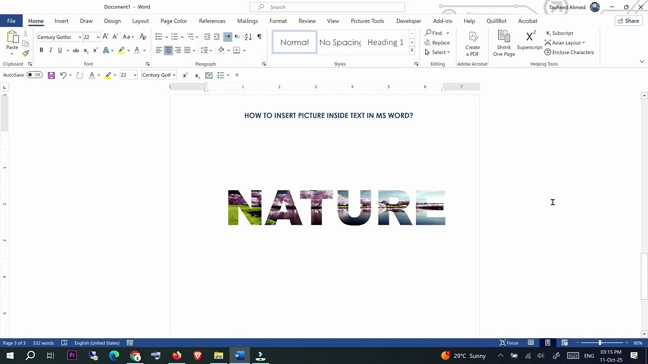 HOW TO INSERT PICTURE INSIDE TEXT IN MS WORD - video Dailymotion