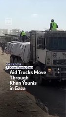 Aid Trucks Move Through Khan Younis In Gaza