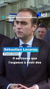 Sébastien Lecornu répète qu'il n'a pas d' agenda de carrière, en déplacement dans un commissariat de L'Haÿ-les-Roses (Val-de-Marne)