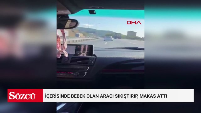İçerisinde bebek olan aracı sıkıştırıp, makas attı; otomobil ile araçlara çarptı