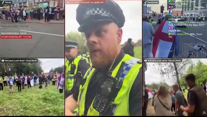Protests across the whole of the UK tonight at hotels filled with fighting...