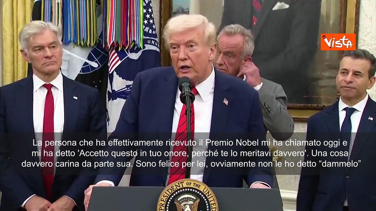 Trump: Vincitrice Nobel pace mi ha dedicato premio, ma non le ho detto "Dammelo che spetta a me"