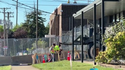 NEW BARRICADES placed OUTSIDE ICE facility in SUBURBAN CHICAGO